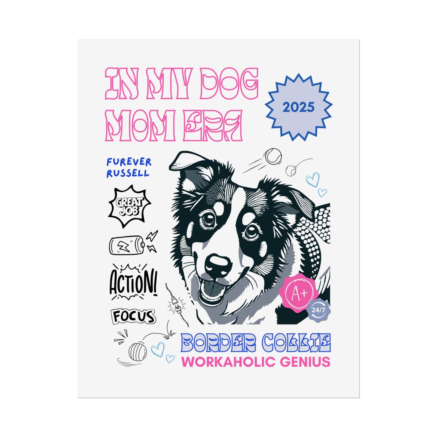 Border Collie Mom Era in Black/Pink