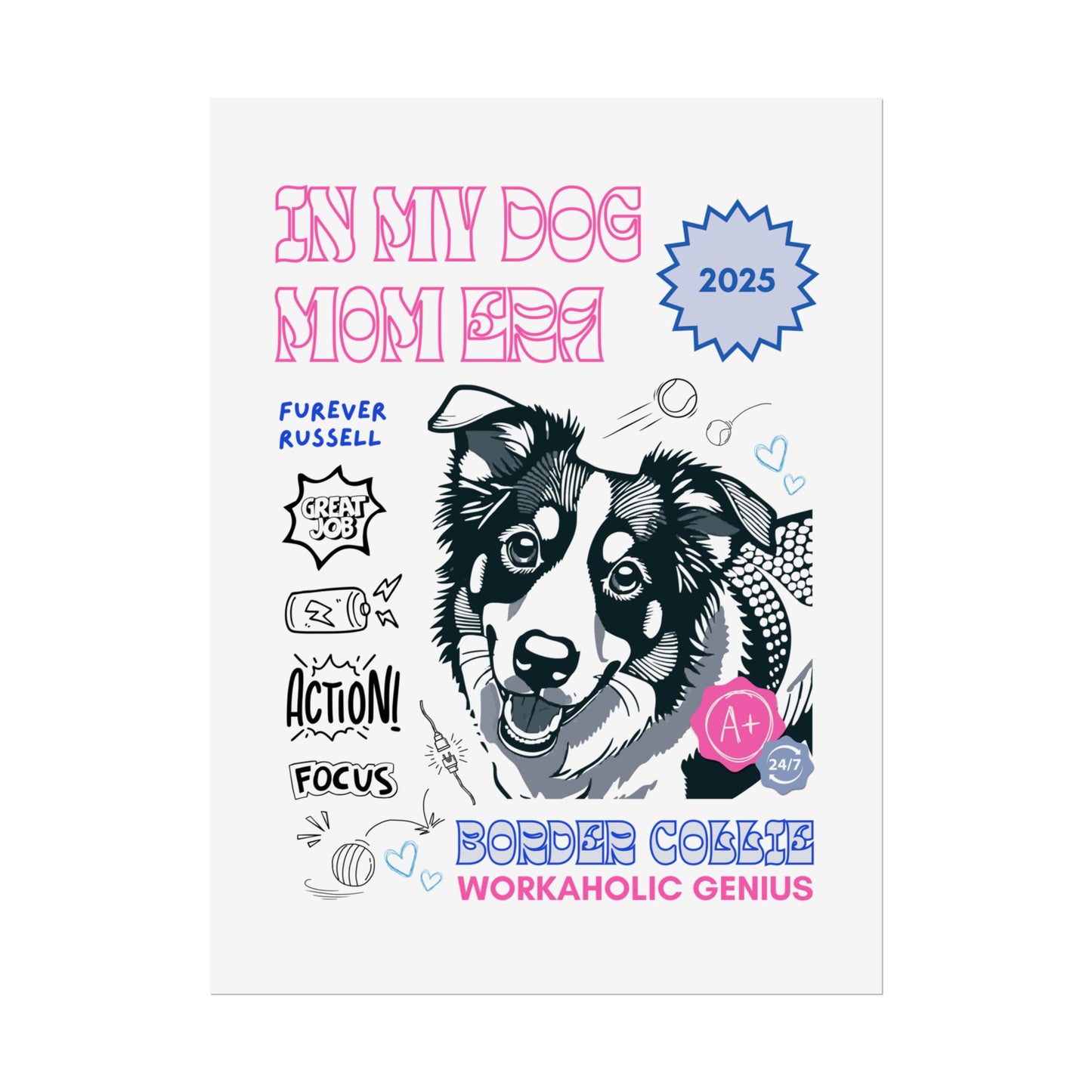 Border Collie Mom Era in Black/Pink