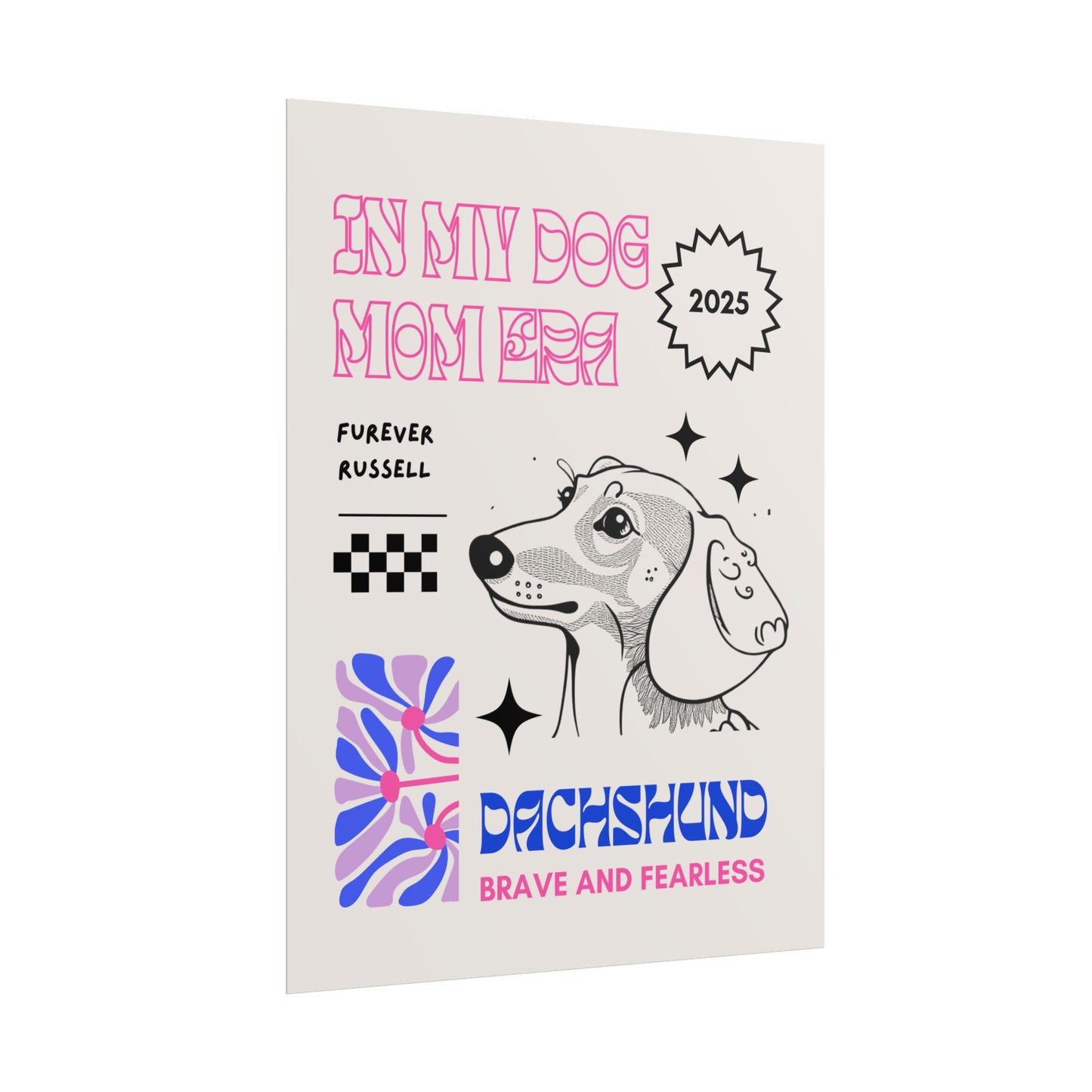 IN MY DOG MOM ERA Dachshund in black blue and pink