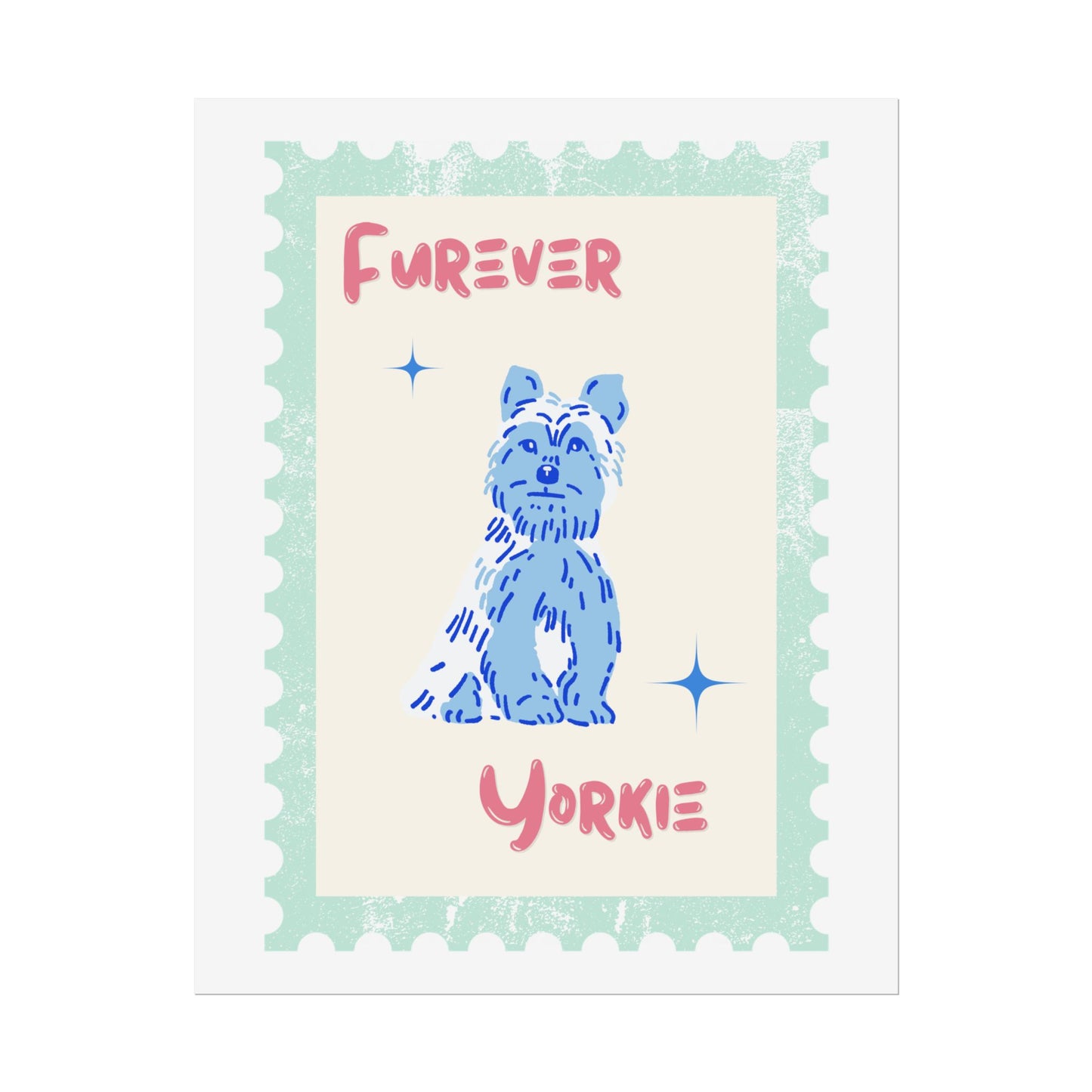 YORKIESHIRE Stamp Blue Poster  