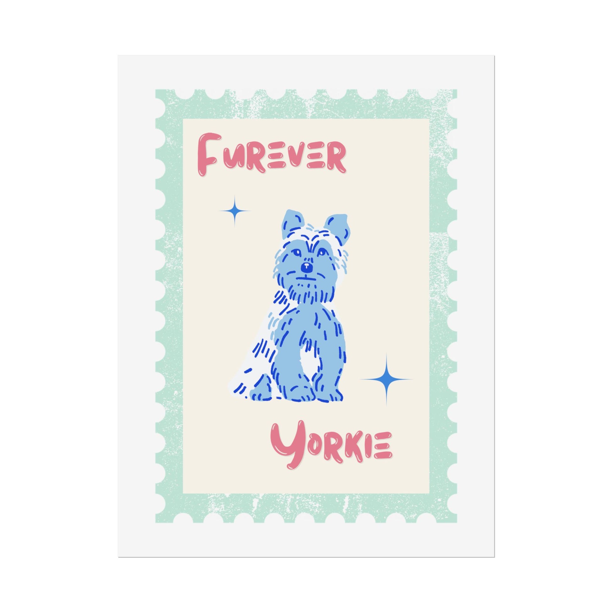 YORKIESHIRE Stamp Blue Poster 